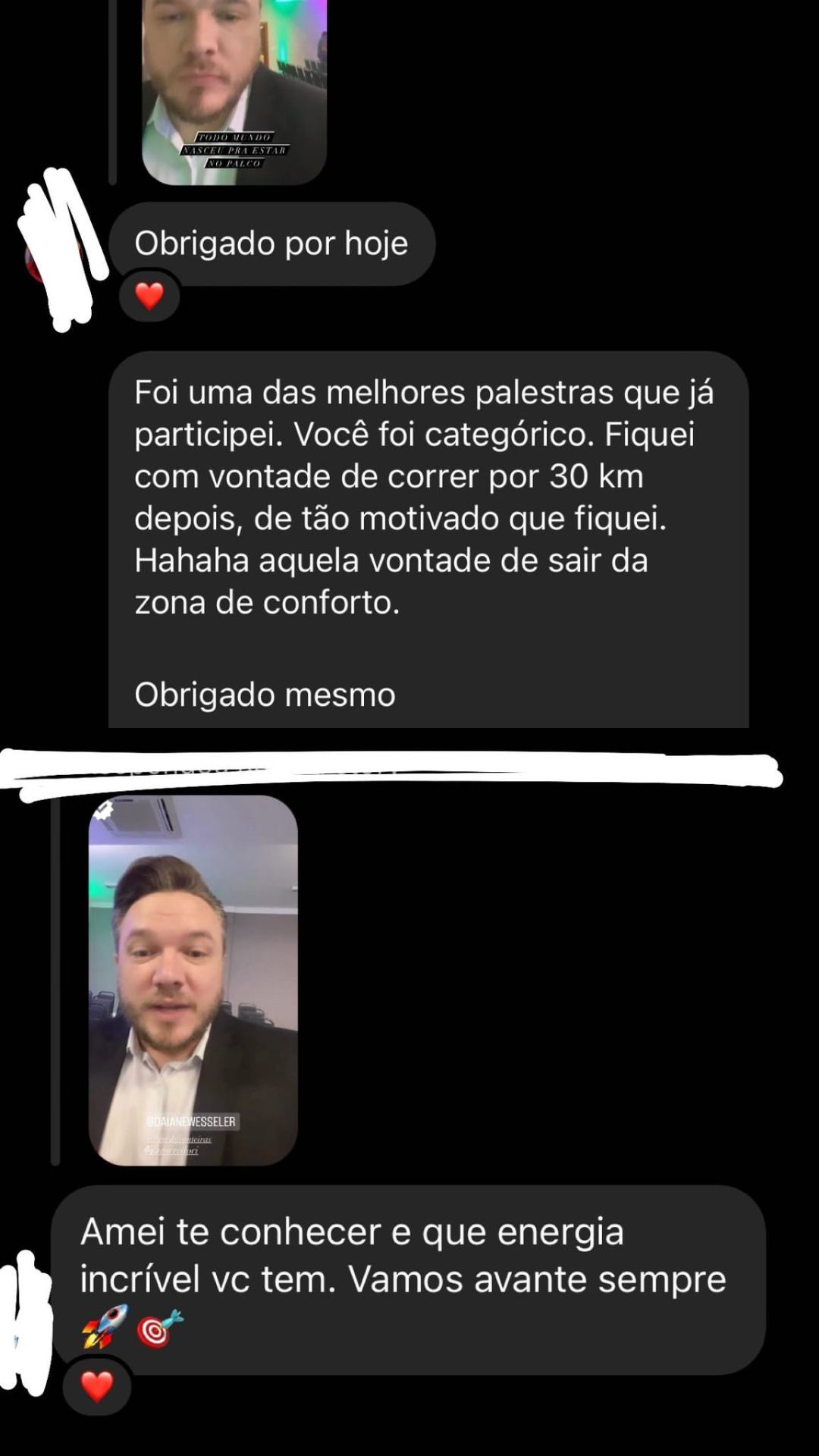 Depoimento em foto de aluno. Arquiteto de Ideias